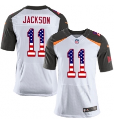 Men's Nike Tampa Bay Buccaneers #11 DeSean Jackson Elite White Road USA Flag Fashion NFL Jersey