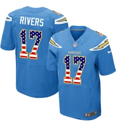 Men's Nike Los Angeles Chargers #17 Philip Rivers Elite Electric Blue Alternate USA Flag Fashion NFL Jersey