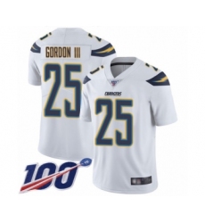 Men's Los Angeles Chargers #25 Melvin Gordon White Vapor Untouchable Limited Player 100th Season Football Jersey