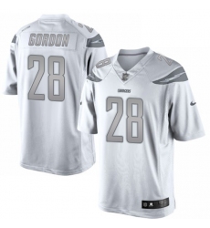 Men's Nike Los Angeles Chargers #28 Melvin Gordon Limited White Platinum NFL Jersey