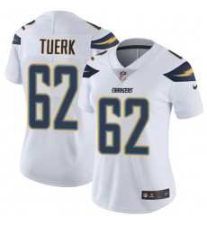 Women's Nike Los Angeles Chargers #62 Max Tuerk White Vapor Untouchable Limited Player NFL Jersey