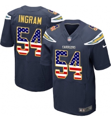 Men's Nike Los Angeles Chargers #54 Melvin Ingram Elite Navy Blue Home USA Flag Fashion NFL Jersey