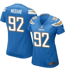 Women's Nike Los Angeles Chargers #92 Brandon Mebane Game Electric Blue Alternate NFL Jersey