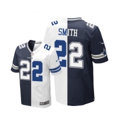 Men's Nike Dallas Cowboys #22 Emmitt Smith Elite Navy Blue/White Split Fashion NFL Jersey
