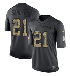 Youth Nike Dallas Cowboys #21 Deion Sanders Limited Black 2016 Salute to Service NFL Jersey