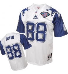 Mitchell And Ness Dallas Cowboys #88 Michael Irvin Authentic White 75TH Patch Throwback NFL Jersey
