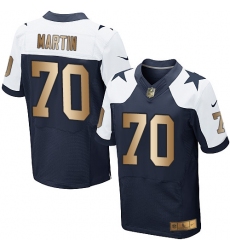 Men's Nike Dallas Cowboys #70 Zack Martin Elite Navy/Gold Throwback Alternate NFL Jersey