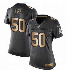 Women's Nike Dallas Cowboys #50 Sean Lee Limited Black/Gold Salute to Service NFL Jersey
