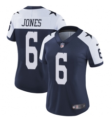 Women's Nike Dallas Cowboys #6 Chris Jones Navy Blue Throwback Alternate Vapor Untouchable Limited Player NFL Jersey