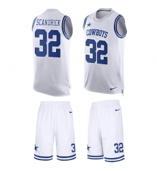 Men's Nike Dallas Cowboys #32 Orlando Scandrick Limited White Tank Top Suit NFL Jersey