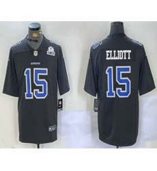 Men's Dallas Cowboys #15 Ezekiel Elliott Black Throwback With 1960 Vapor Limited Stitched Jersey