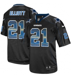 Men's Nike Dallas Cowboys #21 Ezekiel Elliott Elite Lights Out Black Strobe NFL Jersey