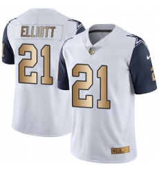 Youth Nike Dallas Cowboys #21 Ezekiel Elliott Limited White/Gold Rush NFL Jersey