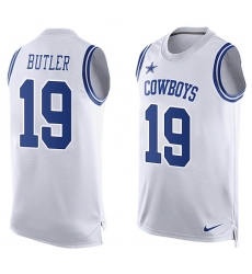 Men's Nike Dallas Cowboys #19 Brice Butler Limited White Player Name & Number Tank Top NFL Jersey