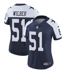 Women's Nike Dallas Cowboys #51 Kyle Wilber Navy Blue Throwback Alternate Vapor Untouchable Limited Player NFL Jersey