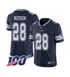 Men's Dallas Cowboys #28 Darren Woodson Navy Blue Team Color Vapor Untouchable Limited Player 100th Season Football Jersey