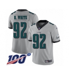 Men's Philadelphia Eagles #92 Reggie White Limited Silver Inverted Legend 100th Season Football Jersey