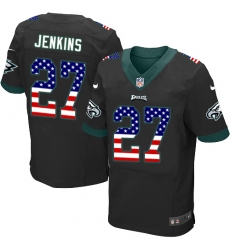 Men's Nike Philadelphia Eagles #27 Malcolm Jenkins Elite Black Alternate USA Flag Fashion NFL Jersey