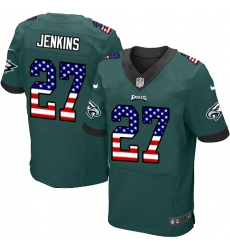 Men's Nike Philadelphia Eagles #27 Malcolm Jenkins Elite Midnight Green Home USA Flag Fashion NFL Jersey