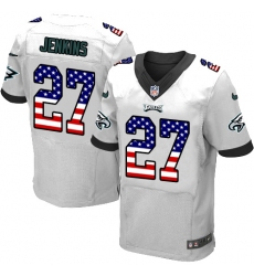 Men's Nike Philadelphia Eagles #27 Malcolm Jenkins Elite White Road USA Flag Fashion NFL Jersey