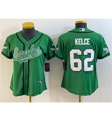 Women's Philadelphia Eagles #62 Jason Kelce Green Cool Base Stitched Baseball Jersey