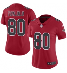 Women's Nike Atlanta Falcons #80 Levine Toilolo Limited Red Rush Vapor Untouchable NFL Jersey