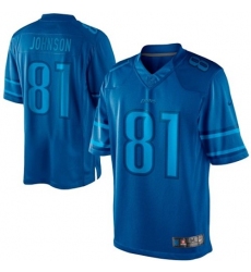 Men's Nike Detroit Lions #81 Calvin Johnson Light Blue Drenched Limited NFL Jersey