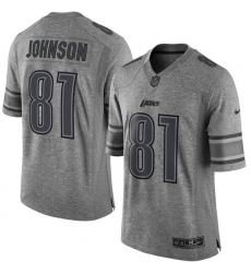 Men's Nike Detroit Lions #81 Calvin Johnson Limited Gray Gridiron NFL Jersey