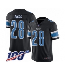 Men's Detroit Lions #28 Quandre Diggs Limited Black Rush Vapor Untouchable 100th Season Football Jersey