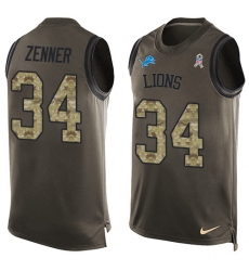 Men's Nike Detroit Lions #34 Zach Zenner Limited Green Salute to Service Tank Top NFL Jersey