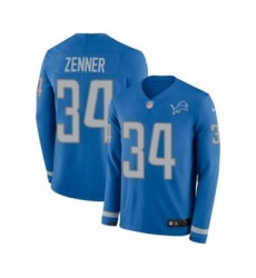 Youth Nike Detroit Lions #34 Zach Zenner Limited Blue Therma Long Sleeve NFL Jersey