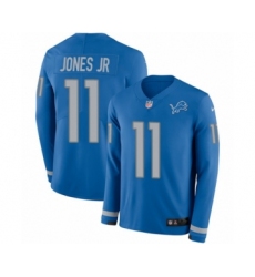 Men's Nike Detroit Lions #11 Marvin Jones Jr Limited Blue Therma Long Sleeve NFL Jersey