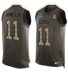 Men's Nike Detroit Lions #11 Marvin Jones Jr Limited Green Salute to Service Tank Top NFL Jersey