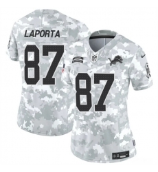 Women's Detroit Lions #87 Sam LaPorta 2024 F.U.S.E Arctic Camo Salute To Service Limited Stitched Jersey(Run Small)