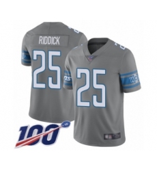 Youth Detroit Lions #25 Theo Riddick Limited Steel Rush Vapor Untouchable 100th Season Football Jersey