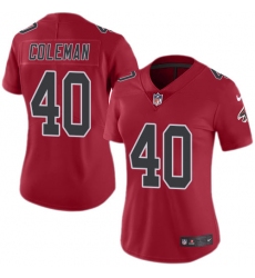 Women's Nike Atlanta Falcons #40 Derrick Coleman Limited Red Rush Vapor Untouchable NFL Jersey