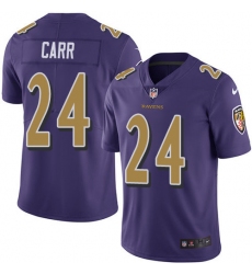 Men's Nike Baltimore Ravens #24 Brandon Carr Limited Purple Rush Vapor Untouchable NFL Jersey