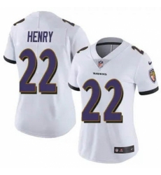 Women Baltimore Ravens #22 Derrick Henry 2023 F U S E White Vapor Limited Football Stitched Jersey