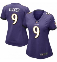 Women Baltimore Ravens #9 Justin Tucker Purple 2023 F U S E Vapor Jersey