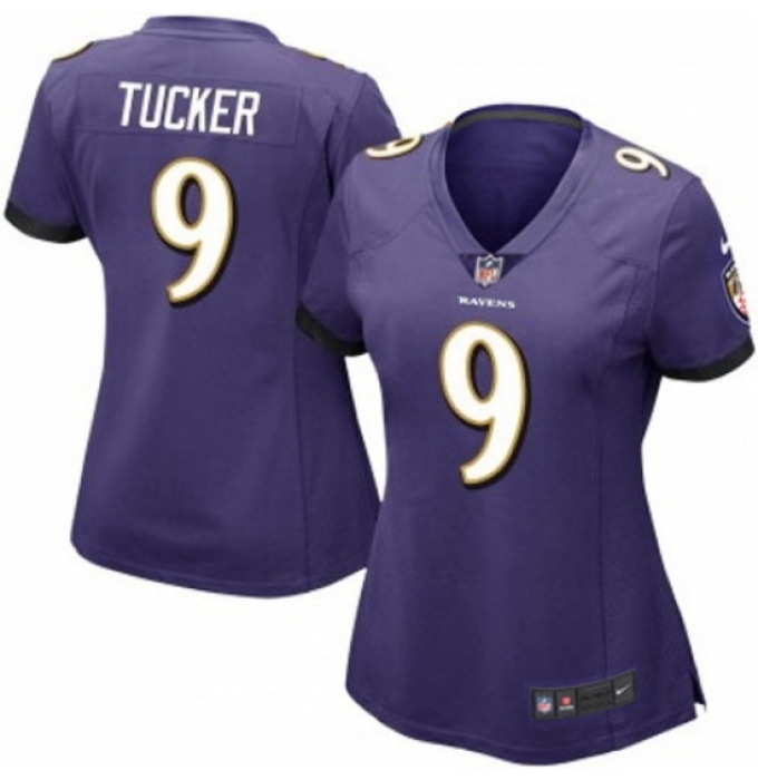 Women Baltimore Ravens #9 Justin Tucker Purple 2023 F U S E Vapor Jersey