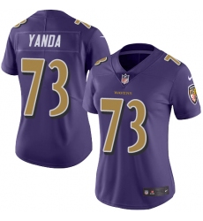 Women's Nike Baltimore Ravens #73 Marshal Yanda Limited Purple Rush Vapor Untouchable NFL Jersey