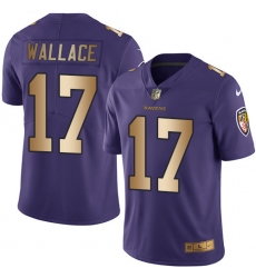 Men's Nike Baltimore Ravens #17 Mike Wallace Limited Purple/Gold Rush Vapor Untouchable NFL Jersey