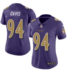 Women's Nike Baltimore Ravens #94 Carl Davis Limited Purple Rush Vapor Untouchable NFL Jersey