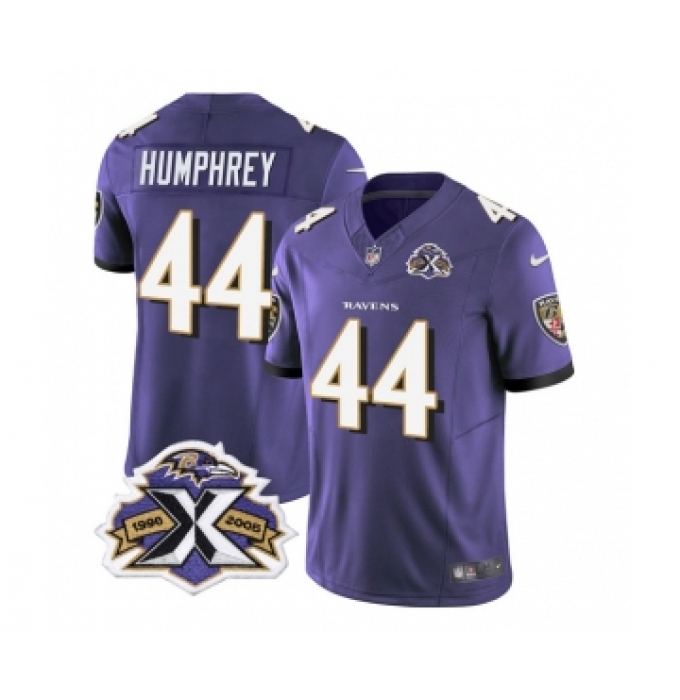 Men's Nike Baltimore Ravens #44 Marlon Humphrey Purple 2023 F.U.S.E Throwback Vapor Limited Stitched Jersey