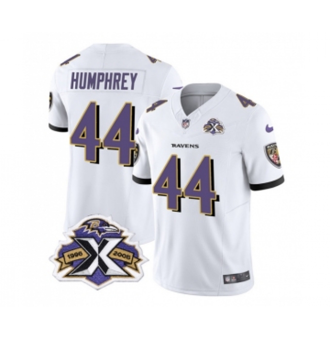 Men's Nike Baltimore Ravens #44 Marlon Humphrey White 2023 F.U.S.E Throwback Vapor Limited Stitched Jersey
