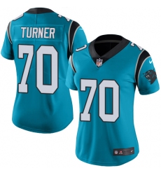 Women's Nike Carolina Panthers #70 Trai Turner Limited Blue Rush Vapor Untouchable NFL Jersey