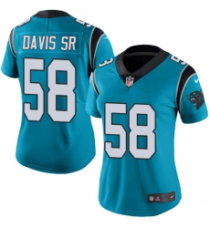 Women's Nike Carolina Panthers #58 Thomas Davis Limited Blue Rush Vapor Untouchable NFL Jersey