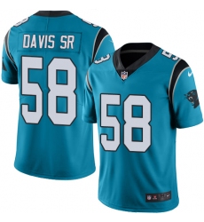 Youth Nike Carolina Panthers #58 Thomas Davis Limited Blue Rush Vapor Untouchable NFL Jersey