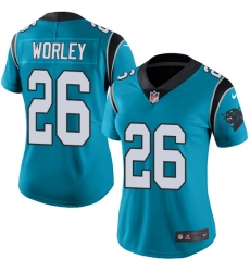 Women's Nike Carolina Panthers #26 Daryl Worley Limited Blue Rush Vapor Untouchable NFL Jersey