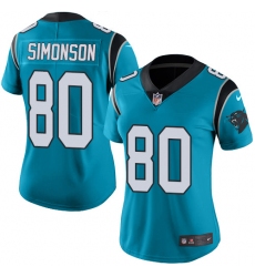 Women's Nike Carolina Panthers #80 Scott Simonson Limited Blue Rush Vapor Untouchable NFL Jersey